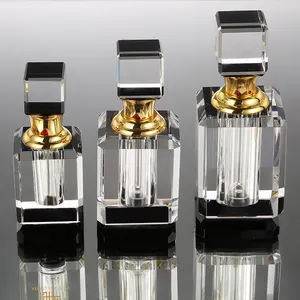 Cj-Vierkante Decoratieve Kristallen Parfumflesjes Met Stenen Thema 3Ml 6Ml 12Ml Fancy Black K9 Crystal Attar Cadeau En Souvenir Model