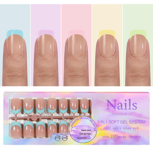 Venta al por Mayor de 150 Uñas Postizas Decorativas, Uñas Francesas Desmontables sin Costuras, Cortas, Cuadradas, Almendradas, a Presión - Product Image 4