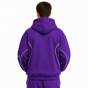 Sweat à capuche épais pour hommes, qualité supérieure, vente en gros, OEM, en <span class=keywords><strong>tissu</strong></span> composite graphique, violet, zippé, 650 g/m², en maille - Product Image 3