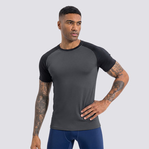 T-Shirt Sportiva a Compressione con Maniche Raglan a Contrasto, Vestibilità Aderente per Bodybuilding e Corsa, Vendita all'Ingrosso - Product Image 2