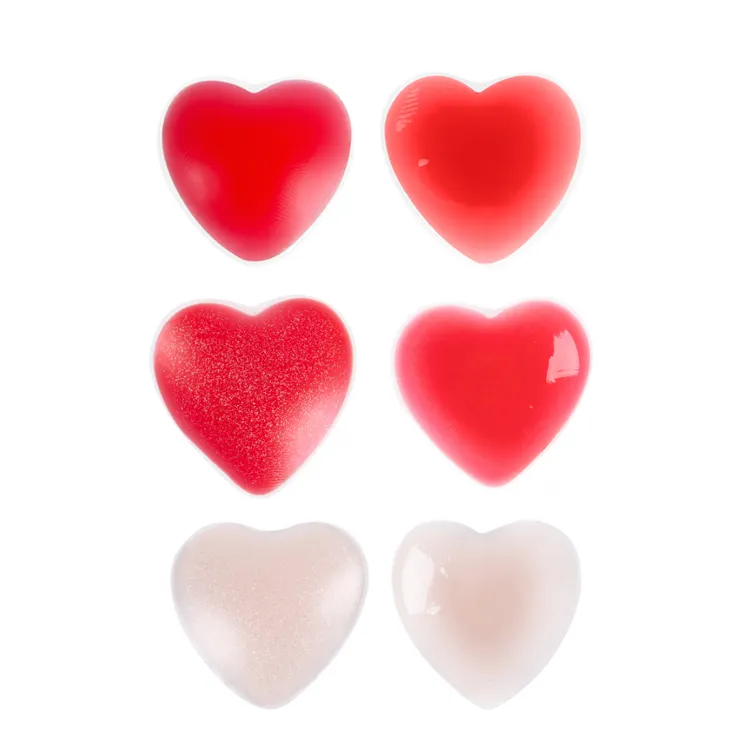 Hartvormige Glitter Poeder Leuke Pasteitjes Siliconen Tepel Cover Roze Lijm Voor Borst
