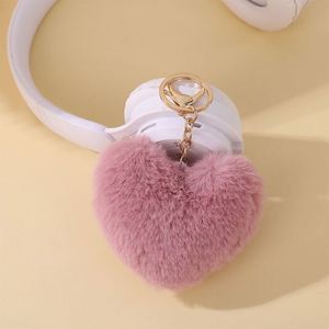 Wholesale Plush Heart Keychain Fluffy Pom Pom Keychain Faux Fur Ball Keyring <b>Bag</b> Charm Pendant Accessories for Women Girls - Product Image 6