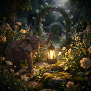 Estatua de Elefante con Linterna para Jardín, Elefante de Resina con Lámpara para Decoración de Patio y Caminos al Aire Libre, Regalo Único para Jardín - Product Image 2