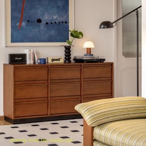 Commode rétro à neuf tiroirs en buis massif, armoire murale pour salon, rangement pour chambre à coucher, entrée, style nordique, petit appartement - Product Image 3