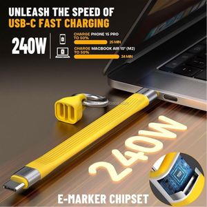 สายชาร์จ USB C to USB C แบบพกพา ขนาด 13 ซม. กำลังไฟ 240W 5A ชาร์จเร็ว รองรับการแสดงผลวิดีโอ 8K - Product Image 5