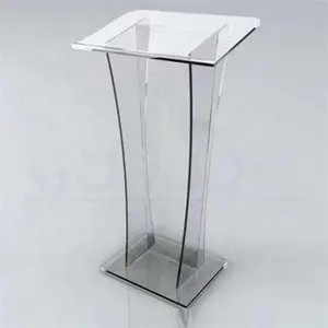 Transparent Plexiglass Floor Standing Acrylic Podium Pulpit Lectern Portable Wedding Concert Acrylic Stage Platform