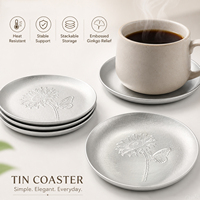 Soucoupe ronde en étain pur de 8 cm pour tasse à café, tasse à thé, dessous de verre, petit plat multi-usage en métal, accessoires pour boissons