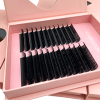 Extensions de cils individuelles en soie coréenne, volume, noir mat naturel, longues et douces, 25 mm, plateaux en gros, marque privée
