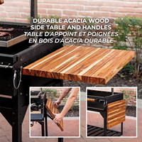 Grand barbecue argentin au charbon de bois, style Santa Maria, en acier inoxydable, avec hauteur réglable et table latérale, idéal pour les fêtes en extérieur