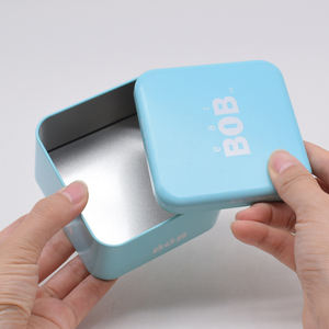 Oferta Especial: Caja Metálica Cuadrada Azul Personalizada con Logotipo, Contenedor de Metal con Tapa para Regalo, Té, Chocolate, Dulces, Relojes - Product Image 1