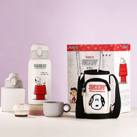 Termo Snoopys de Acero Inoxidable 316, Taza de Bebida de Triple Uso, Botella de Agua Portátil para Niños con Funda, Paquete de Regalo