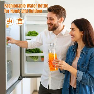 High Borosilicate Glass Water Bottle 300-1000ml (16oz/32oz) Hand Fired Eco-Friendly Dishwasher Microwave Safe Screw-On Lid High - Product Image 4