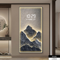 Jam Dinding Digital LED Modern Seni Ruang Tamu, Gambar Porselen Kristal Lanskap, Dekorasi Rumah, Lukisan Jam Dinding Seni