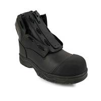 Bottes de pompier en cuir coupe basse chaussures de sécurité ignifuges bottes de travail avec bout en acier EH semelle extérieure résistante à l'huile antidérapante