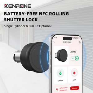 Serrure <span class=keywords><strong>de</strong></span> <span class=keywords><strong>porte</strong></span> à enroulement commerciale sans clé anti-blocage avec bouton <span class=keywords><strong>de</strong></span> fin <span class=keywords><strong>de</strong></span> course mécanique pop-up et cylindre <span class=keywords><strong>de</strong></span> verrouillage NFC passif pour entrepôt - Product Image 1