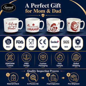 Set di Tazze in Ceramica SWT Personalizzate Stile Nordico 14oz con Base Larga e Motivi Floreali per la Festa della Mamma, Dipinte a Mano - Product Image 6