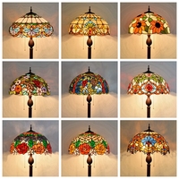 Lampe d'angle en résine de luxe, style antique, lampe en verre teinté, Lamparas Tifani, lampe sur pied Tifany pour la maison et le bureau