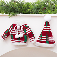 Nouveau Mini Pull de Noël Tricoté 2026 & Ornement Chapeau Pompon, Pendentif à Suspendre pour Sapin de Noël, Petite Décoration Vêtement pour Fête de Fin d'Année