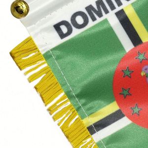 ธงสามเหลี่ยมโดมินิกาพิมพ์ลายดิจิทัลพร้อมโลโก้สั่งทำ สำหรับติดกระจกมองหลังรถยนต์และตกแต่งบ้านเพื่อการศึกษา - Product Image 4