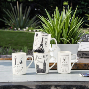 Taza de café de té de cerámica blanca de América del Sur de Europa nórdica con edificios famosos Torre inclinada Pisa Big Ben viene caja de regalo - Product Image 1