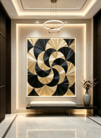 Panneau de parquet en paille de blé fait main Kisswood avec motif GÉOMETRIE - Solutions graphiques de design moderne pour salon et hôtel