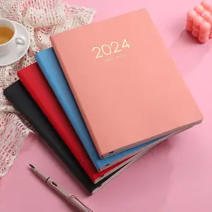 2024 libro de ejercicios personalizado impresión A4 diario cubierta dura cuaderno diario de alta calidad de cuero personalizable planificador con cubierta de Pu