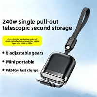 Câble de données rétractable transfrontalier 240W à chargement ultra-rapide et simple tirage pour transfert de données, compatible iPhone 15 et téléphones USB-C