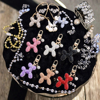Offre Spéciale – Adorable Pendentif Chien Ballon Entièrement Strassé, Porte-clés Métallique en Forme d'Animal pour Couples