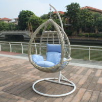 Barato Patio huevo mimbre ratán hamaca gota de agua columpio silla nórdica ocio solo Metal silla colgante