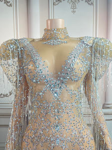 Novance – robe de soirée de luxe pour femmes, vêtements de styliste imprimés, Sexy, Mini, transparente, arabe, pierres de diamant brillantes, couronnes de concours - Product Image 5