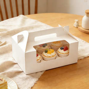 Food Grade <b>Foldable</b> Carry Pastry <b>Box</b> with Clear View Window and Handle Custom Color Logo Custom Slot Quantity Bulk Supply - Product Image 4