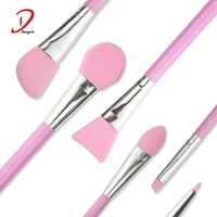 Ensemble de pinceaux de maquillage vegan Dongmei en silicone avec manche en bois, 6 pièces, logo personnalisé, pour le visage, les sourcils et les yeux, usage quotidien