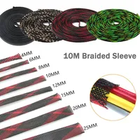 Funda de cable trenzado PET de 10M, Protector de cable expandible de 4-25mm para revestimiento aislante de alta densidad