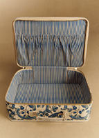 Ensemble de valises de voyage personnalisées avec logo, grand sac de voyage, boîte cadeau pour vêtements de bébé et maman, imprimé bleu, en coton, avec fermeture éclair, trousse de toilette