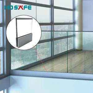 HDSAFE outdoor alpendre sem moldura alumínio u canal vidro corrimão corrimão corrimão balaustrada post perfil para vidro