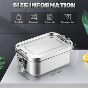 Stainless Steel Bento <strong>Box</strong> Metal Lunch <strong>Box</strong> Kids Food Containers <strong>Lockable</strong> Clips LeakProof Dishwasher Safe Lunch Snack Tiffin Boxes - Product Image 2