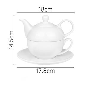 Té de cerámica personalizado BENELUCK para un juego Tetera de porcelana blanca con tapa y taza Platillo de impresión personalizado Olla apilable de un solo uso - Product Image 2