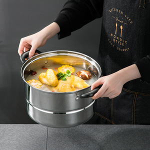 Olla de acero inoxidable de 3 niveles para cocinar, vaporizador industrial con mango de baquelita - Product Image 3