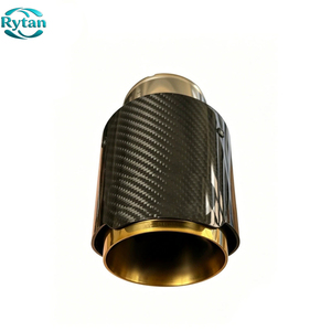 Puntas de <span class=keywords><strong>escape</strong></span> de fibra de carbono Rytan Factory, universales <span class=keywords><strong>para</strong></span> coche, de acero inoxidable y carbono brillante, <span class=keywords><strong>para</strong></span> <span class=keywords><strong>Akrapovic</strong></span> con interior dorado. - Product Image 3