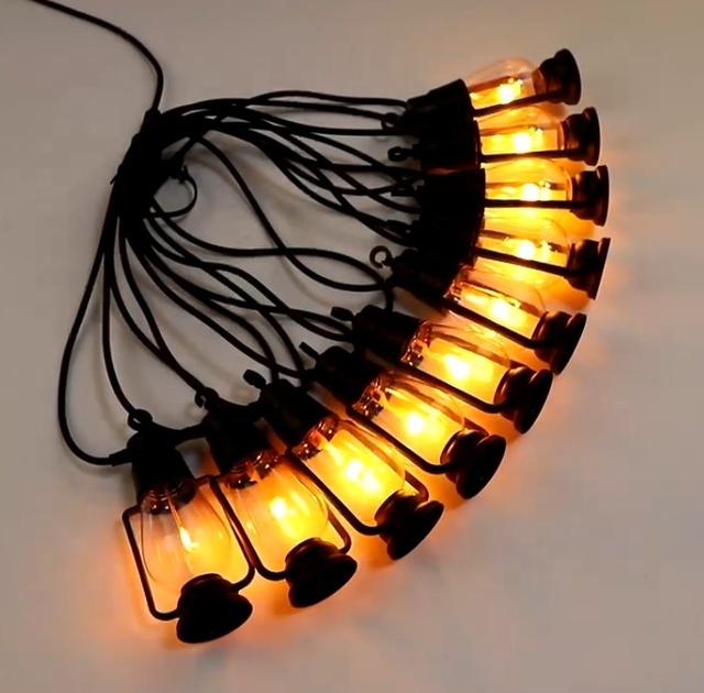 Lantern Edison String Light COB LED Solar Outdoor Oil Waterproof Camping LampGarden Powered String Lights With Bulbs