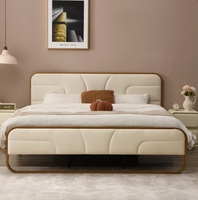 Vente en gros : Cadre de lit en métal au design le plus récent, taille Queen, avec tête et pied de lit en tissu, base de lit simple en fer pour chambre à coucher