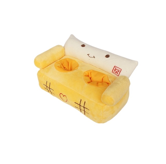 OEM Yellow Plush Sofa Double Mobile Phone Holders Plush Filled Sofa Phone Seat Custom Embroidered Emoticons Printable LOGO