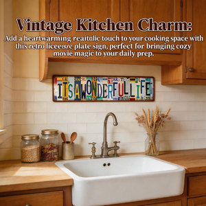 Letrero Metálico Vintage con Collage <span class=keywords><strong>de</strong></span> Matrículas, Placa Decorativa Rústica <span class=keywords><strong>de</strong></span> Hierro para Pared con la Frase 'It's a Wonderful Life' - Product Image 4