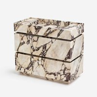 Meuble-lavabo moderne en marbre Calacatta Viola Cammy Stone avec tiroirs, installation sur piédestal, finition polie, personnalisable pour salle de bain
