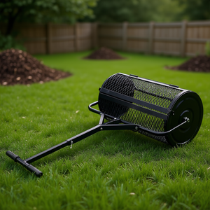 Épandeur de compost en métal de 24 pouces avec poignée en T, noir, pour pelouse et jardin, facile à utiliser - Product Image 2