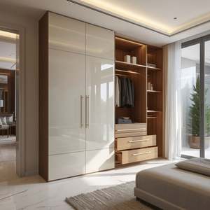 Modern Luxury <b>Sliding</b> <b>Door</b> Floor to Ceiling Wardrobe Modern Glossy Closets Modular Walk in Bedroom Wardrobe - Product Image 5