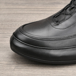 Chaussures bateau en cuir pour hommes, bout rond, couleur unie, respirantes, semelle extérieure en caoutchouc, semelle intermédiaire en EVA, à lacets, pour l'automne, décontractées - Product Image 3