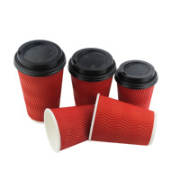 Gobelets en papier ondulé à double paroi épais pour boissons chaudes, gobelets jetables en papier pour café, emballage en papier pour boissons