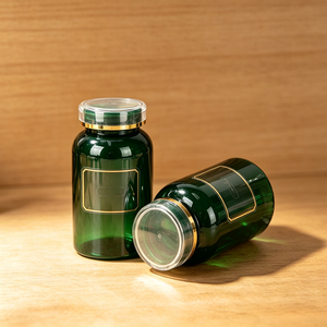 Flacon en PET vert foncé de 30 ml, 50 ml, 100 ml, 150 ml, 200 ml, 300 ml pour pilules, comprimés, capsules, produits de santé avec bouchon double couche - Product Image 4