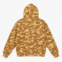 Sweat à capuche camouflage vintage personnalisé, effet délavé, coton épais doré, broderie surdimensionnée